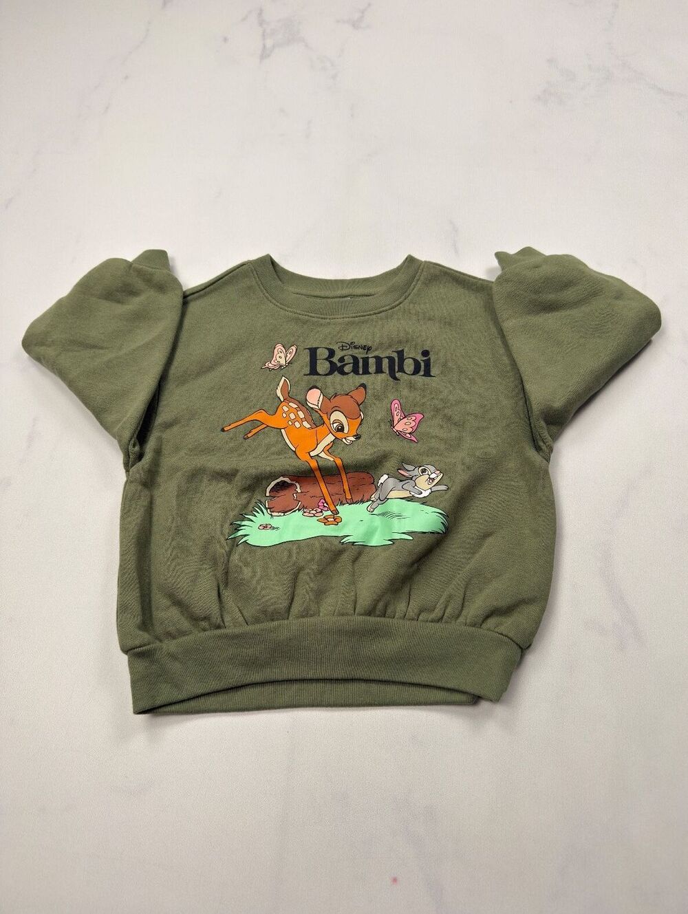 Old Navy x Disney Bambi Pullover Green Cute Kids Sweatshirt - Girls 2T